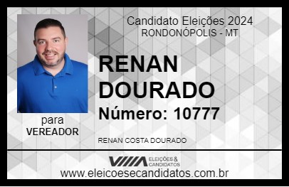 Candidato RENAN DOURADO 2024 - RONDONÓPOLIS - Eleições