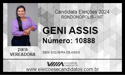 Candidato GENI ASSIS 2024 - RONDONÓPOLIS - Eleições