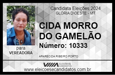 Candidato CIDA MORRO DO GAMELÃO 2024 - GLÓRIA D\OESTE - Eleições