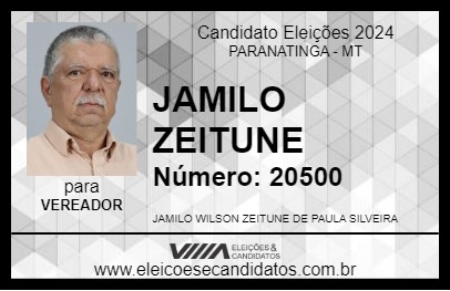 Candidato JAMILO ZEITUNE 2024 - PARANATINGA - Eleições