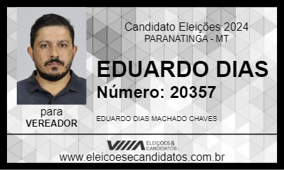 Candidato EDUARDO DIAS 2024 - PARANATINGA - Eleições