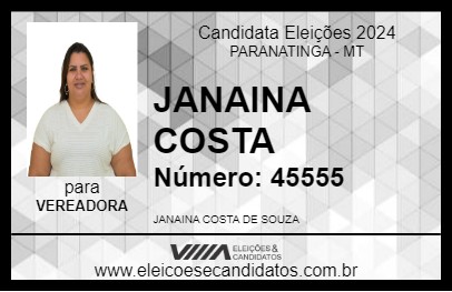 Candidato JANAINA COSTA 2024 - PARANATINGA - Eleições