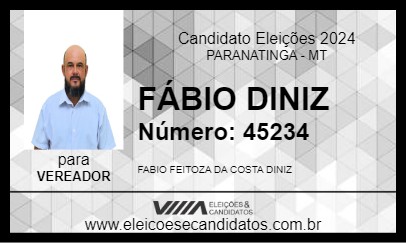 Candidato FÁBIO DINIZ 2024 - PARANATINGA - Eleições