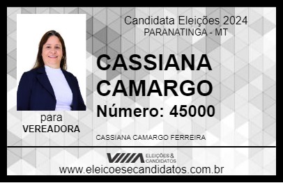 Candidato CASSIANA CAMARGO 2024 - PARANATINGA - Eleições