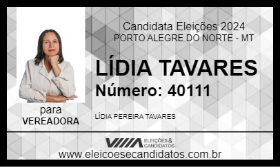 Candidato LÍDIA TAVARES 2024 - PORTO ALEGRE DO NORTE - Eleições