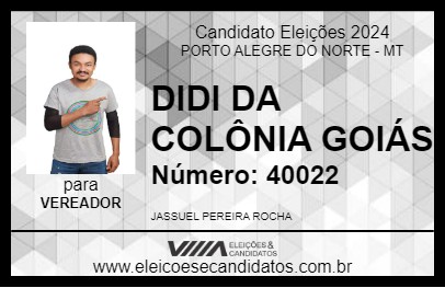 Candidato DIDI DA COLÔNIA GOIÁS 2024 - PORTO ALEGRE DO NORTE - Eleições