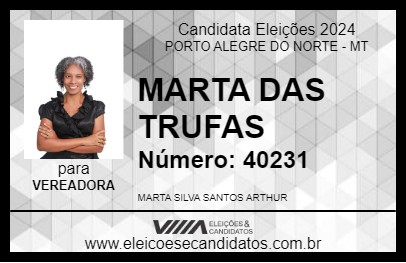 Candidato MARTA DAS TRUFAS 2024 - PORTO ALEGRE DO NORTE - Eleições