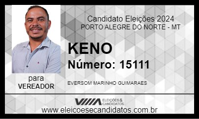 Candidato KENO 2024 - PORTO ALEGRE DO NORTE - Eleições