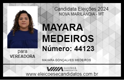 Candidato MAYARA MEDEIROS 2024 - NOVA MARILÂNDIA - Eleições