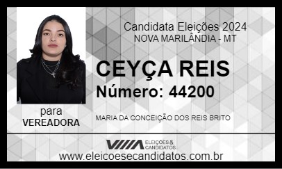 Candidato CEYÇA REIS 2024 - NOVA MARILÂNDIA - Eleições