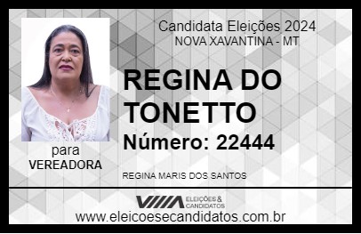 Candidato REGINA DO TONETTO 2024 - NOVA XAVANTINA - Eleições