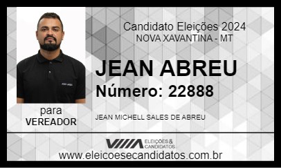 Candidato JEAN ABREU 2024 - NOVA XAVANTINA - Eleições