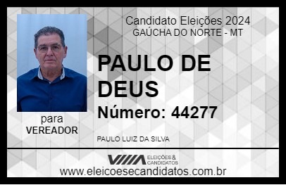 Candidato PAULO DE DEUS 2024 - GAÚCHA DO NORTE - Eleições