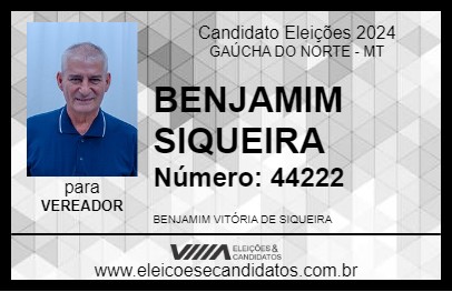 Candidato BENJAMIM SIQUEIRA 2024 - GAÚCHA DO NORTE - Eleições