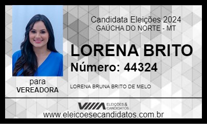 Candidato LORENA BRITO 2024 - GAÚCHA DO NORTE - Eleições