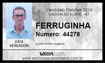 Candidato FERRUGINHA 2024 - GAÚCHA DO NORTE - Eleições