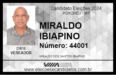 Candidato MIRALDO IBIAPINO 2024 - POXORÉU - Eleições