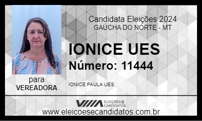 Candidato IONICE UES 2024 - GAÚCHA DO NORTE - Eleições