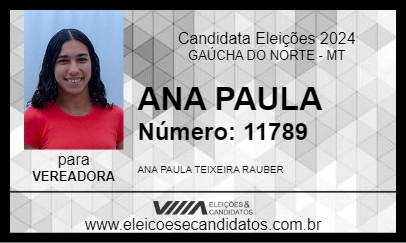 Candidato ANA PAULA 2024 - GAÚCHA DO NORTE - Eleições