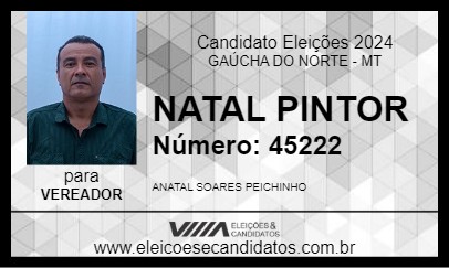 Candidato NATAL PINTOR 2024 - GAÚCHA DO NORTE - Eleições