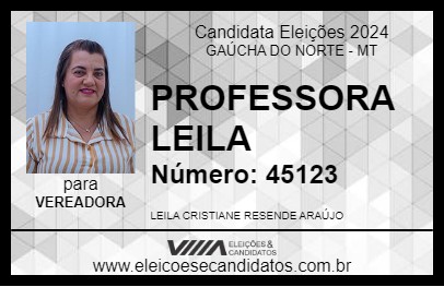 Candidato PROFESSORA LEILA 2024 - GAÚCHA DO NORTE - Eleições