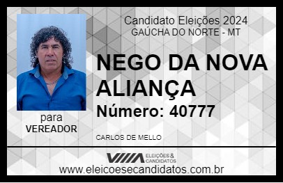 Candidato NEGO DA NOVA ALIANÇA 2024 - GAÚCHA DO NORTE - Eleições