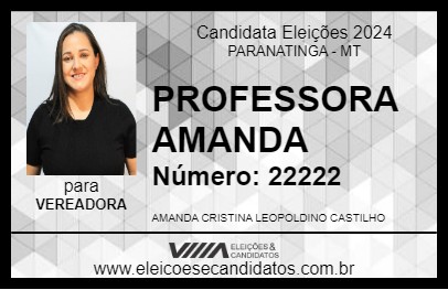 Candidato PROFESSORA AMANDA 2024 - PARANATINGA - Eleições