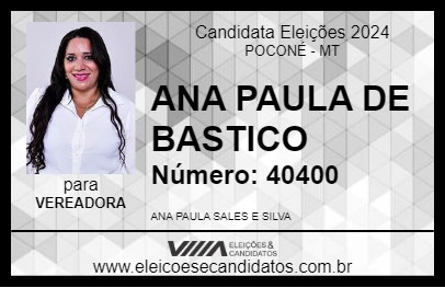 Candidato ANA PAULA DE BASTICO 2024 - POCONÉ - Eleições