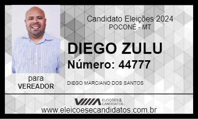 Candidato DIEGO ZULU 2024 - POCONÉ - Eleições