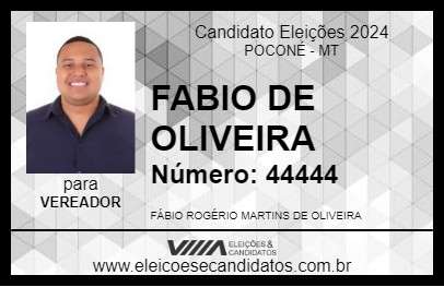 Candidato FABIO DE OLIVEIRA 2024 - POCONÉ - Eleições