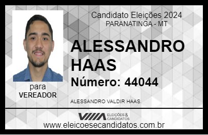 Candidato ALESSANDRO HAAS 2024 - PARANATINGA - Eleições