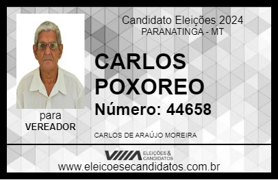 Candidato CARLOS POXOREO 2024 - PARANATINGA - Eleições