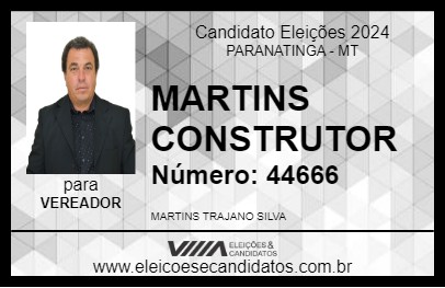 Candidato MARTINS CONSTRUTOR 2024 - PARANATINGA - Eleições