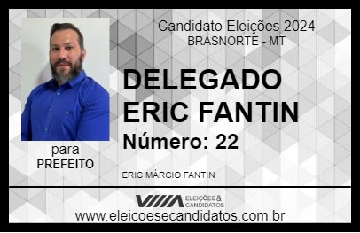 Candidato DELEGADO ERIC FANTIN 2024 - BRASNORTE - Eleições