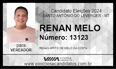 Candidato RENAN MELO 2024 - SANTO ANTÔNIO DO LEVERGER - Eleições