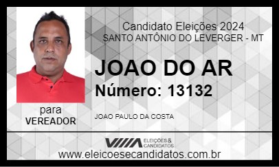 Candidato JOAO DO AR 2024 - SANTO ANTÔNIO DO LEVERGER - Eleições