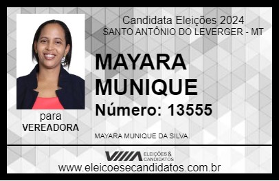 Candidato MAYARA MUNIQUE 2024 - SANTO ANTÔNIO DO LEVERGER - Eleições