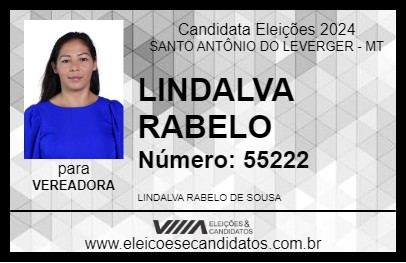 Candidato LINDALVA RABELO 2024 - SANTO ANTÔNIO DO LEVERGER - Eleições