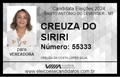 Candidato CREUZA DO SIRIRI 2024 - SANTO ANTÔNIO DO LEVERGER - Eleições