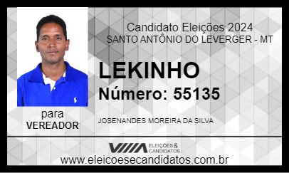 Candidato LEKINHO 2024 - SANTO ANTÔNIO DO LEVERGER - Eleições