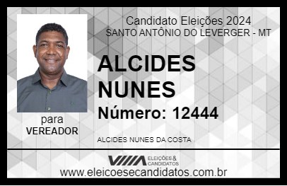 Candidato ALCIDES NUNES 2024 - SANTO ANTÔNIO DO LEVERGER - Eleições