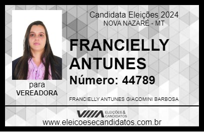 Candidato FRANCIELLY ANTUNES 2024 - NOVA NAZARÉ - Eleições