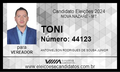 Candidato TONI 2024 - NOVA NAZARÉ - Eleições