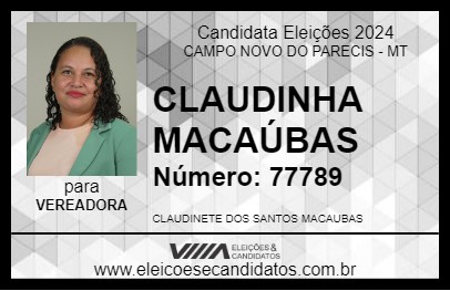 Candidato CLAUDINHA MACAÚBAS 2024 - CAMPO NOVO DO PARECIS - Eleições