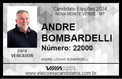 Candidato ANDRE BOMBARDELLI 2024 - NOVA MONTE VERDE - Eleições