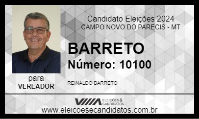 Candidato BARRETO 2024 - CAMPO NOVO DO PARECIS - Eleições