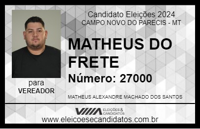 Candidato MATHEUS DO FRETE 2024 - CAMPO NOVO DO PARECIS - Eleições