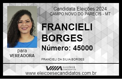 Candidato FRANCIELI BORGES 2024 - CAMPO NOVO DO PARECIS - Eleições