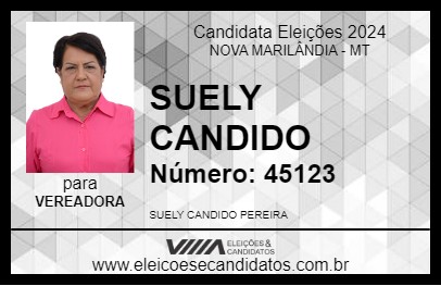 Candidato SUELY CANDIDO  2024 - NOVA MARILÂNDIA - Eleições