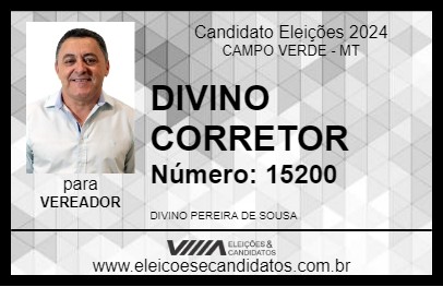 Candidato DIVINO CORRETOR 2024 - CAMPO VERDE - Eleições